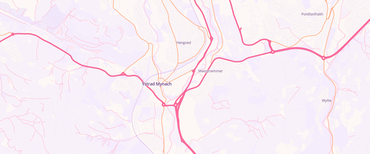 Map showing the location of Hengoed Ystrad Mynach Superstore