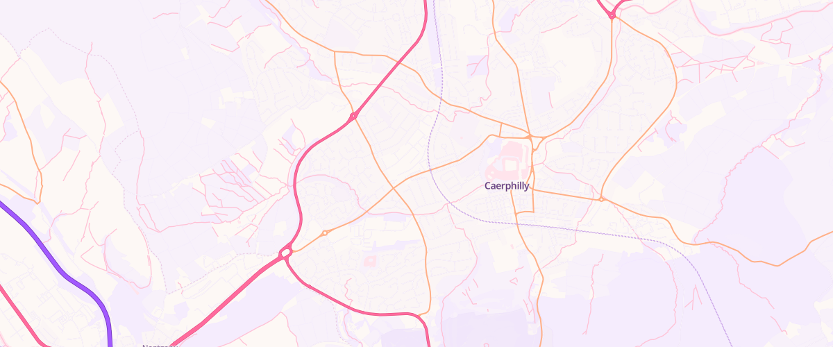Map showing the location of Caerphilly Service Station