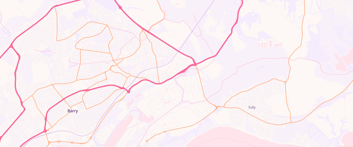 Map showing the location of Cardiff Road Service Station