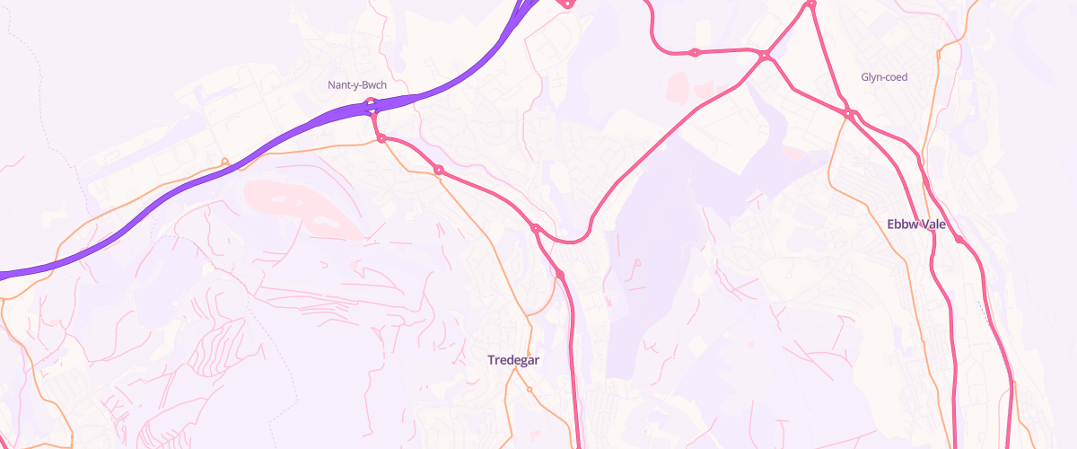Map showing the location of Tredegar Service Station