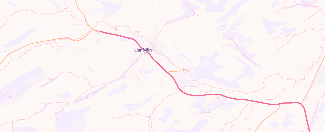 Map showing Station Works Garage, Llanfyllin