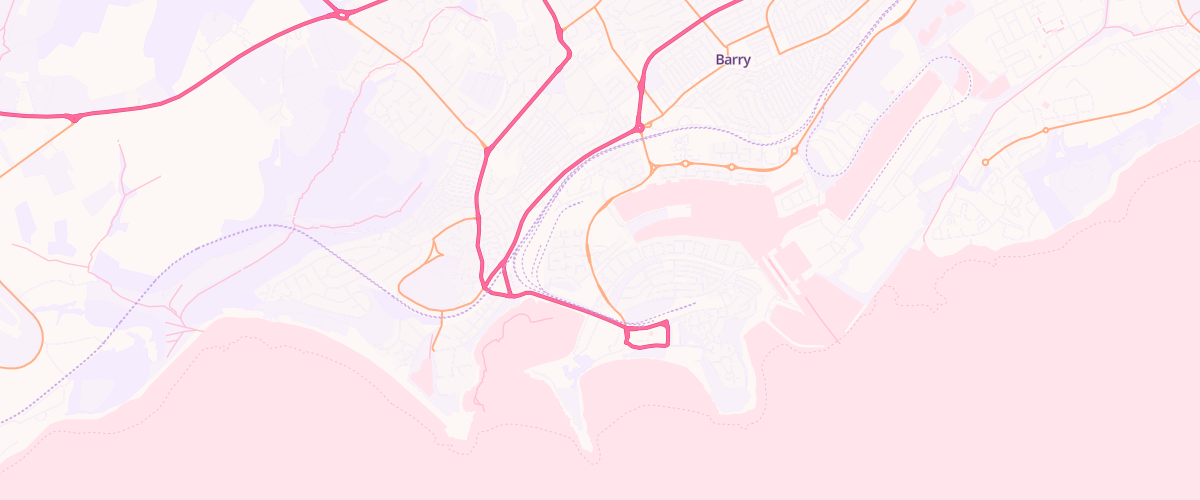 Map showing the location of Asda Barry Superstore