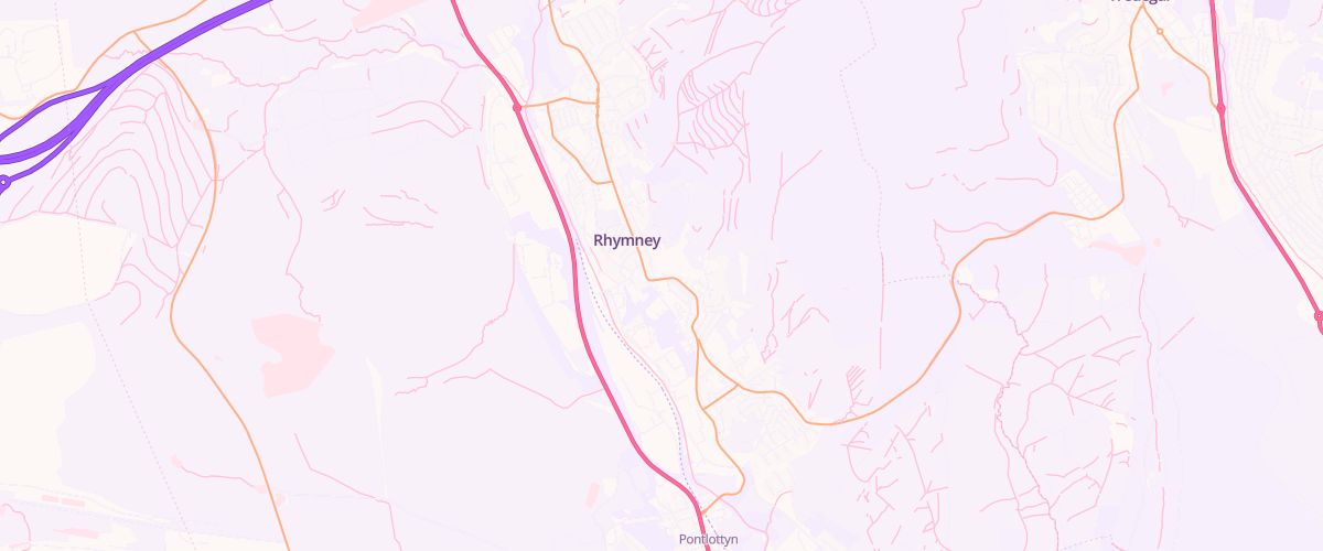 Map showing the location of Rhymney Garage