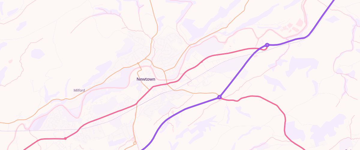Map showing the location of Rontec Newtown