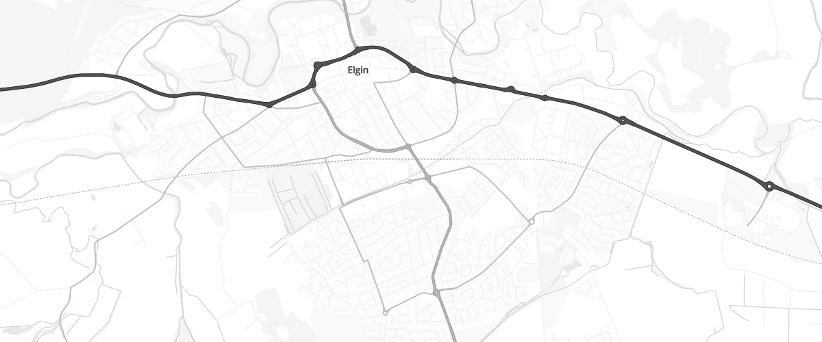 Map showing the location of Asda Elgin Superstore