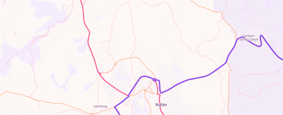 Map showing Moto-R, Ruthin