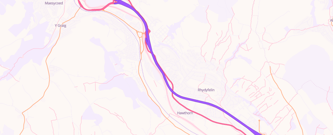 Map showing Ynys Garage, Pontypridd