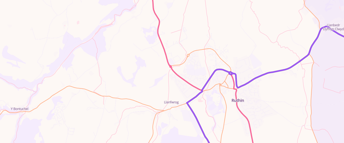 Map showing the location of Dyffryn Service Station