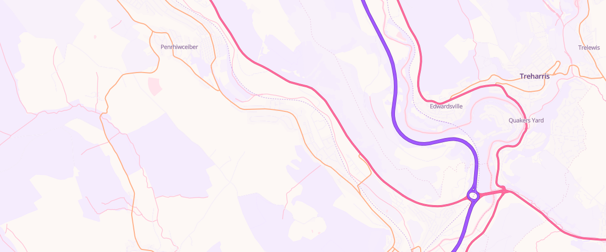 Map showing the location of Abercynon Service Station