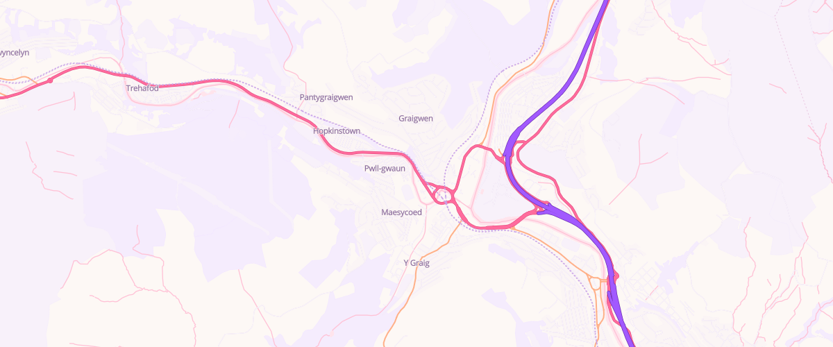 Map showing the location of Asda Pontypridd Rhondda Road