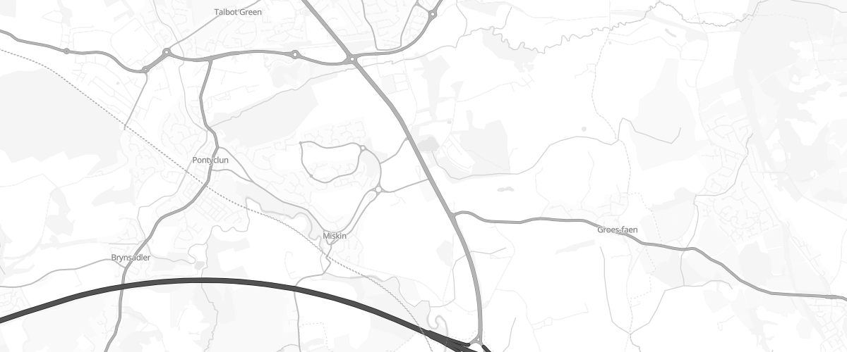 Map showing the location of Miskin Corner Service Station