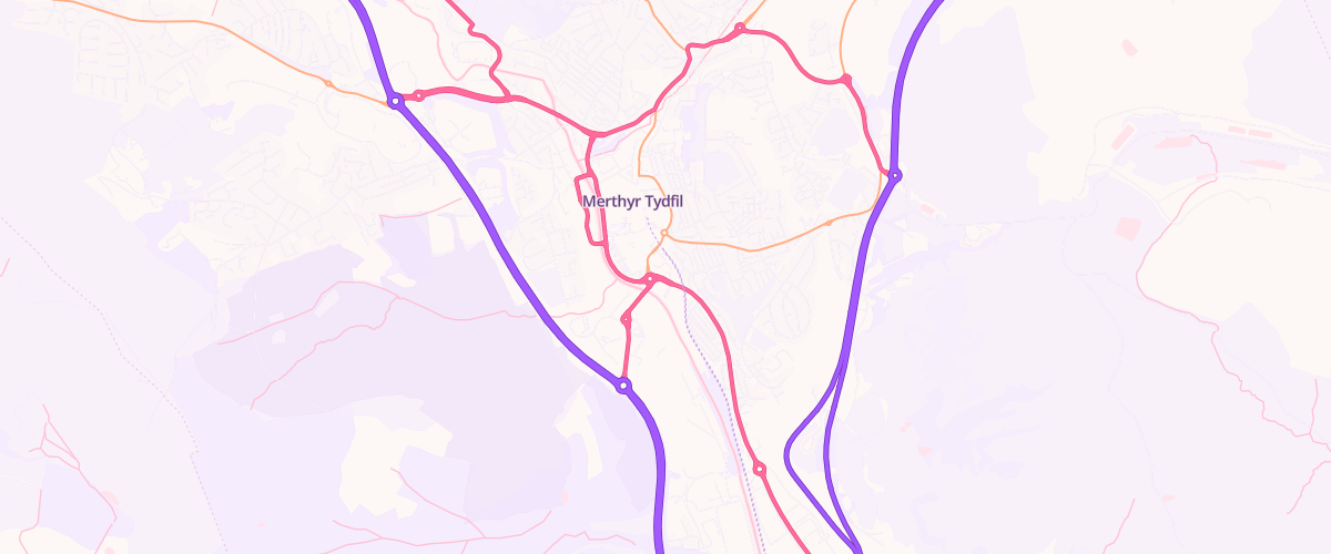 Map showing the location of Eg Merthyr Tydfil Pfs