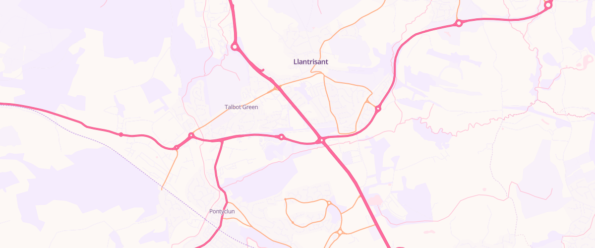 Map showing the location of Pontyclun Talbot Green Extra