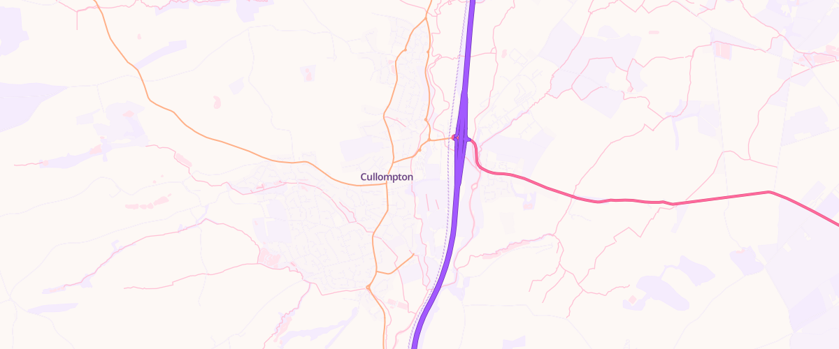 Map showing the location of Cullompton Superstore Petrol Filling