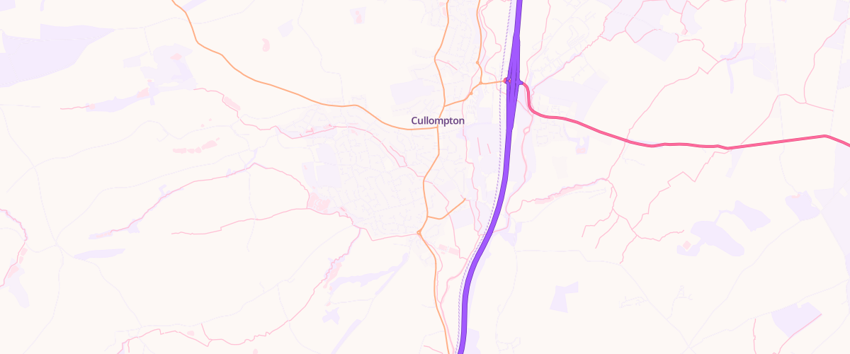 Map showing the location of Cullompton Fuel Express Automat