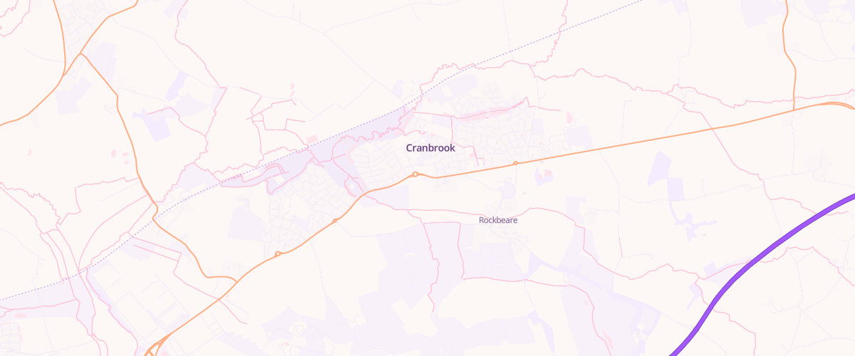 Map showing the location of Rockbeare Motor Services