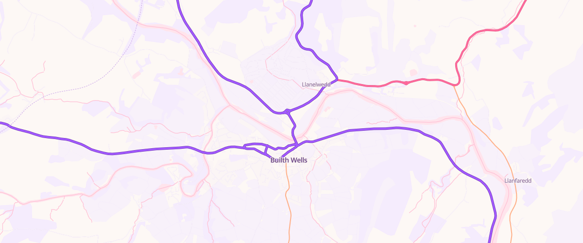 Map showing the location of Asda Builth Express Petrol