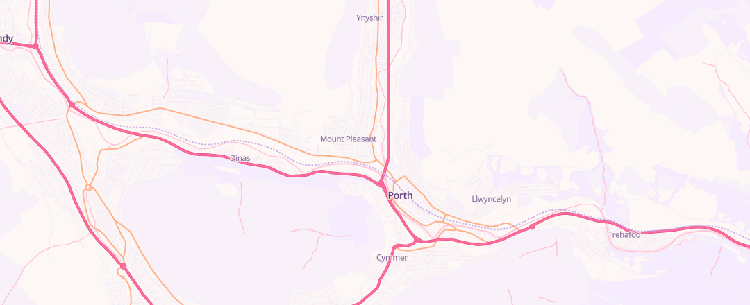 Map showing Thomas Coaches, Porth