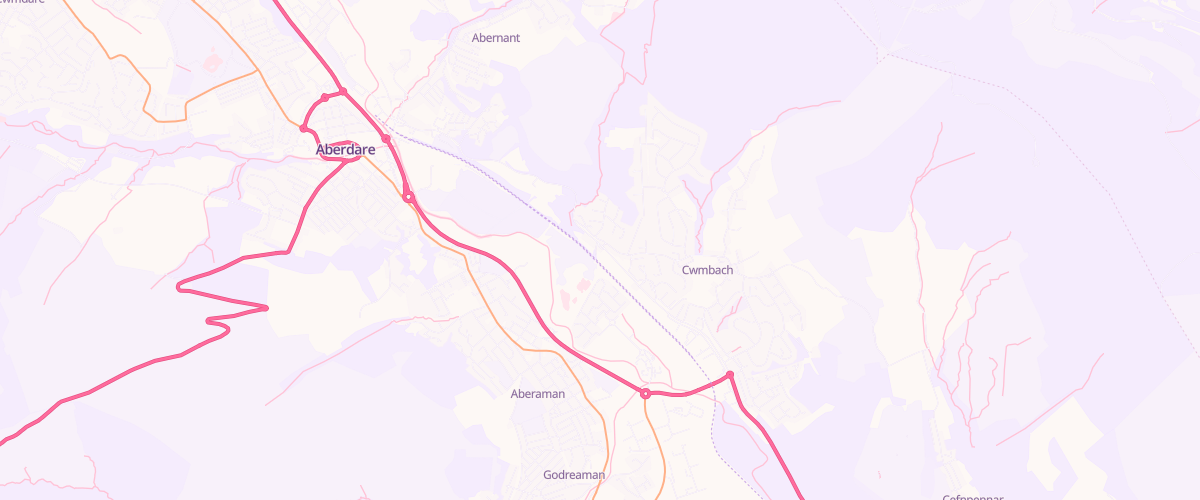 Map showing the location of Aberdare Service Station