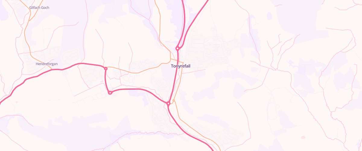 Map showing the location of Tonyrefail Service Station