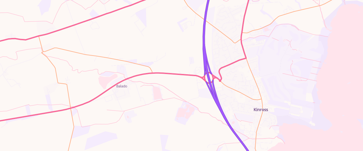 Map showing the location of Kinross Service Area