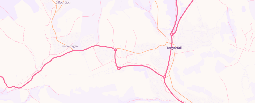 Map showing Tyre Trax, Tonyrefail