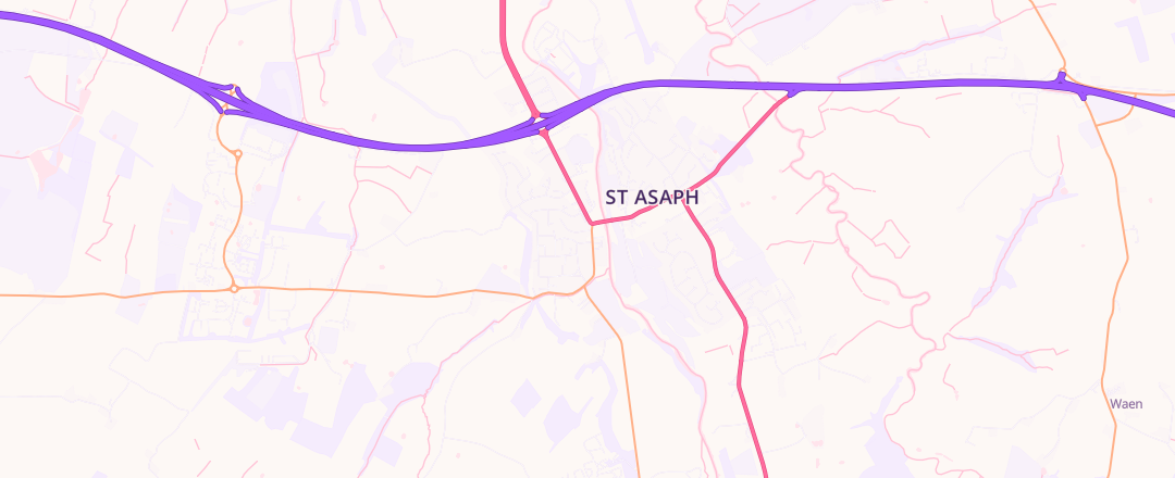 Map showing Auto Services North Wales Ltd, St Asaph