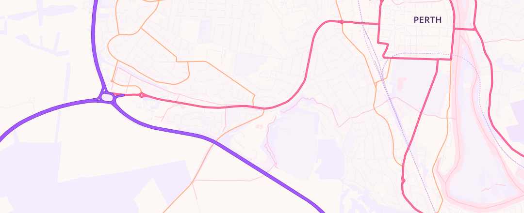 Map showing Cherrybank Garage, Perth