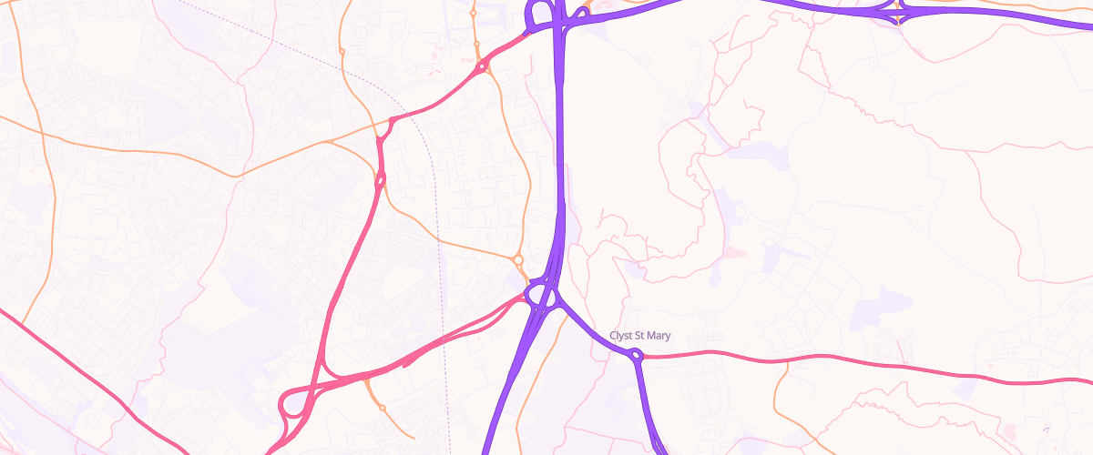 Map showing the location of Exeter Service Area