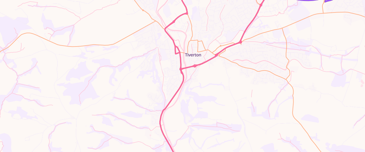 Map showing the location of Shell Co-Op Tiverton