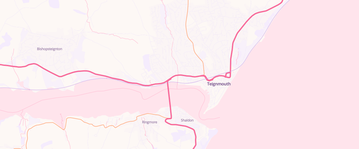 Map showing the location of Teignmouth Bitton Rd Express