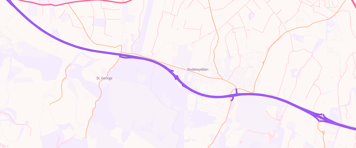Map showing the location of Asda Kinmel Park East