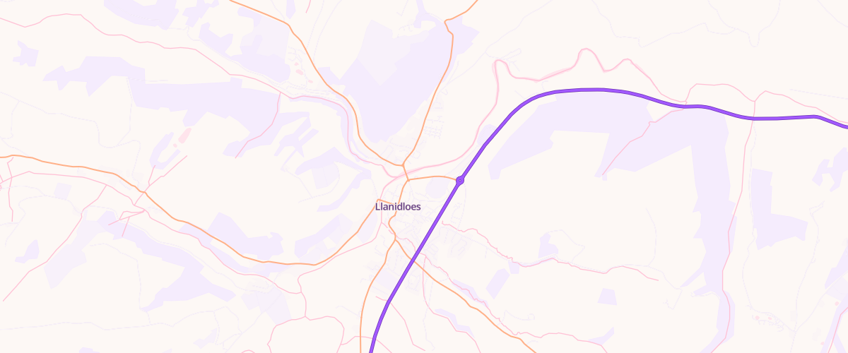 Map showing the location of Ascona Llanidloes Service Station