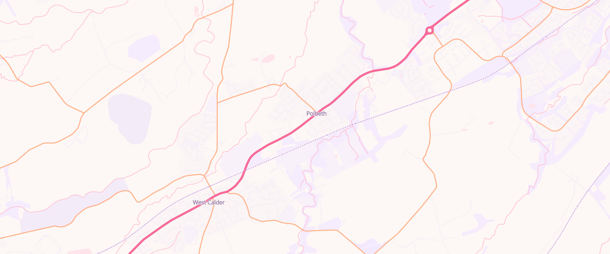 Map showing the location of Polbeth Service Station