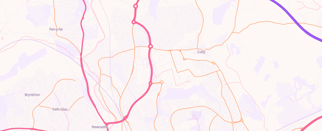 Map showing Bridgend County Borough Council, Bridgend