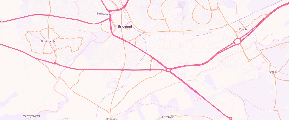 Map showing the location of Bridgend Extra Petrol Filling
