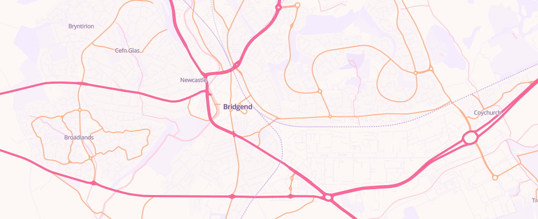Map showing Cmc Thunder Road, Bridgend