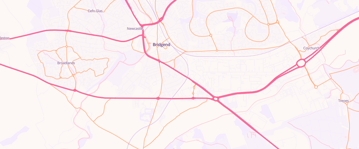 Map showing the location of Cowbridge Road Service Station