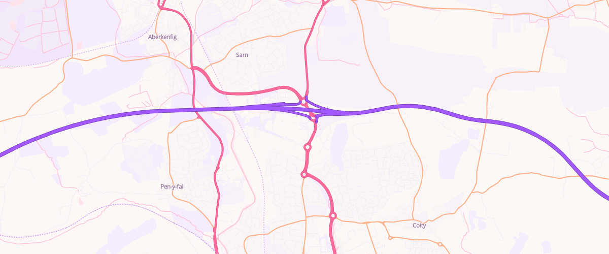 Map showing the location of Sainsburys Bridgend