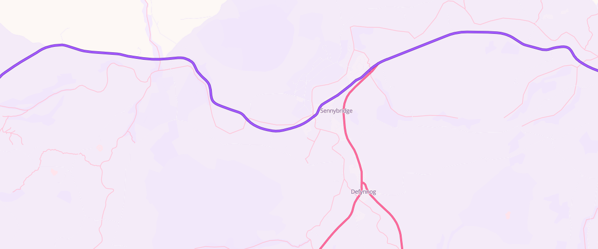 Map showing the location of Glanusk Service Station