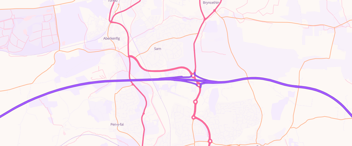 Map showing the location of Welcome Break Sarn Park