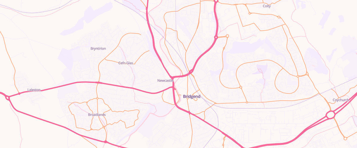 Map showing the location of Bridgend Brewery Ln Superstore