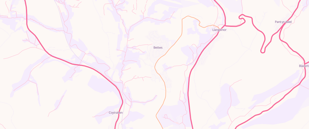 Map showing the location of Bettws Service Station