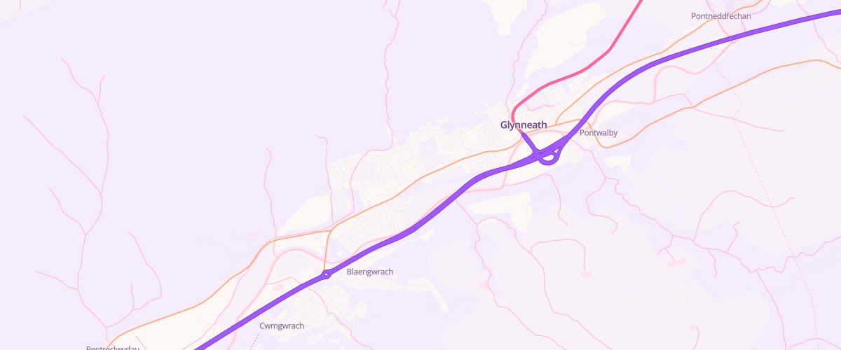 Map showing the location of Glynneath Esso Express