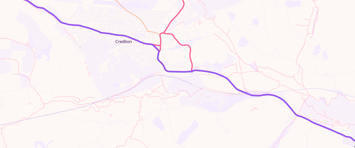 Map showing the location of Crediton Superstore Petrol Filling