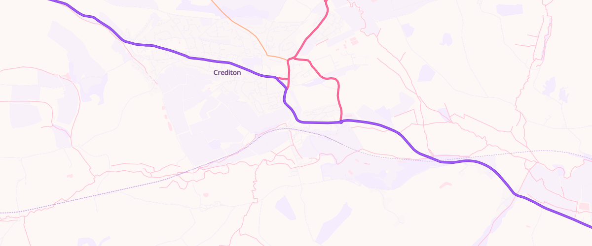 Map showing the location of Asda Crediton Express Petrol