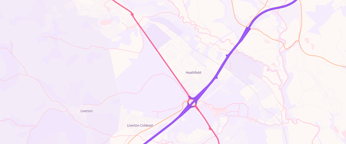 Map showing the location of Bovey Sf Connect