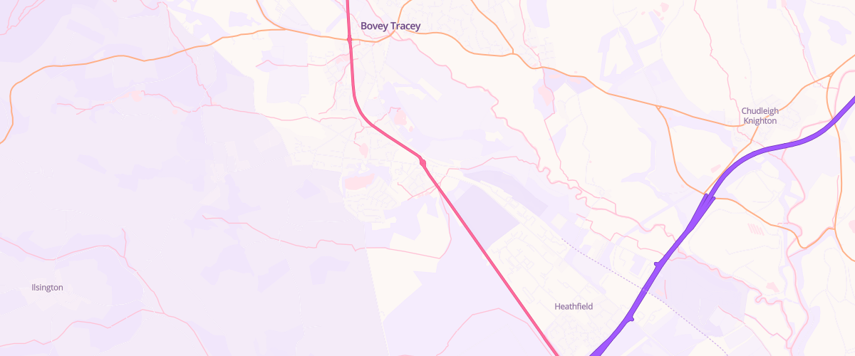 Map showing the location of Asda Newton Abbot Express