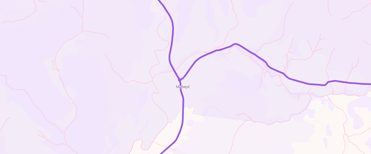 Map showing the location of Mallwyd Service Station