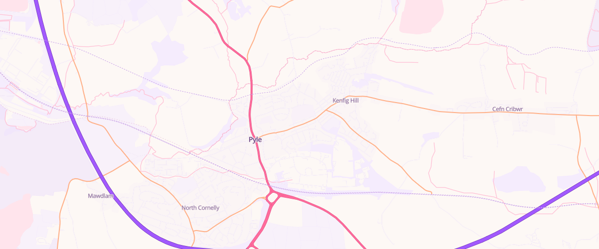 Map showing the location of Asda Pyle Supermarket